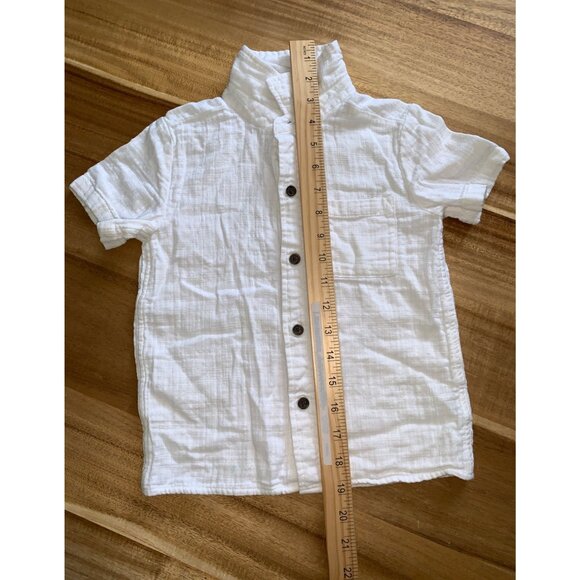 Cat & Jack Boys Toddler White Short Sleeve Button-Up Shirt 100% Cotton Size 5T - Picture 8 of 9